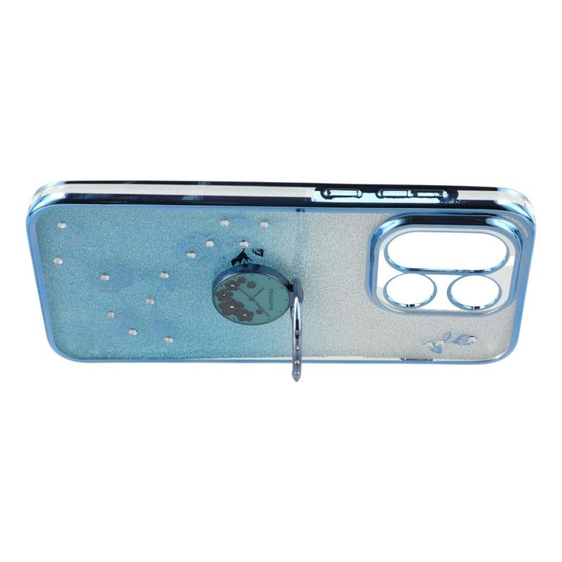 Skal Oneplus 15 Ringhållare Och Glitterblommönster