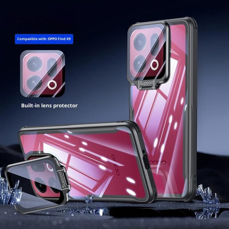 Skal Oppo Find X9 5g Genomskinlig Med Inbyggt Stativ Och Kameraskydd
