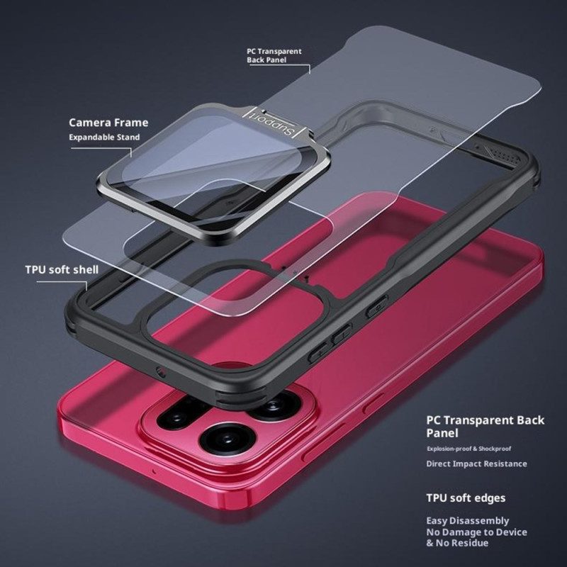 Skal Oppo Find X9 Pro 5g Genomskinligt Med Stativ Och Kameraskydd