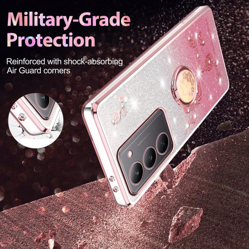 Skal Realme 14x 5g Kadem Ringhållare Med Blommor Och Strass