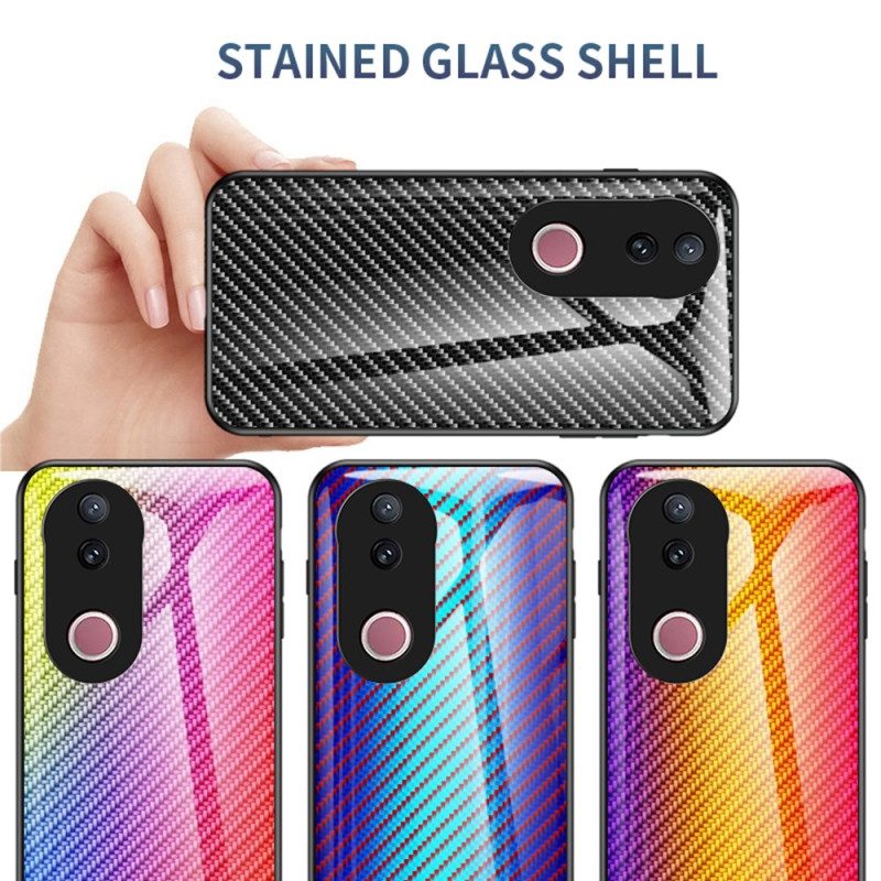 Skal Vivo V50 5g Telefonfodral Härdat Glas I Kolfiber