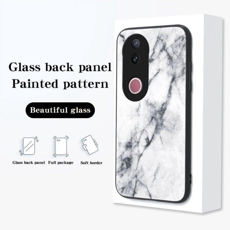 Skal Vivo V50 5g Telefonfodral Marmorerat Härdat Glas