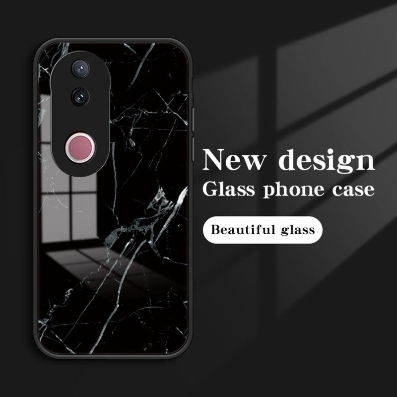 Skal Vivo V50 5g Telefonfodral Marmorerat Härdat Glas