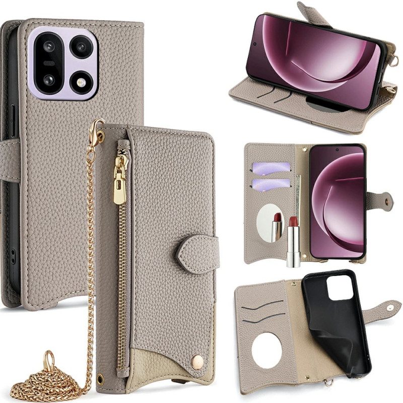 Skyddsfodral Oneplus 15 Plånbok Med Axelrem Och Kedja