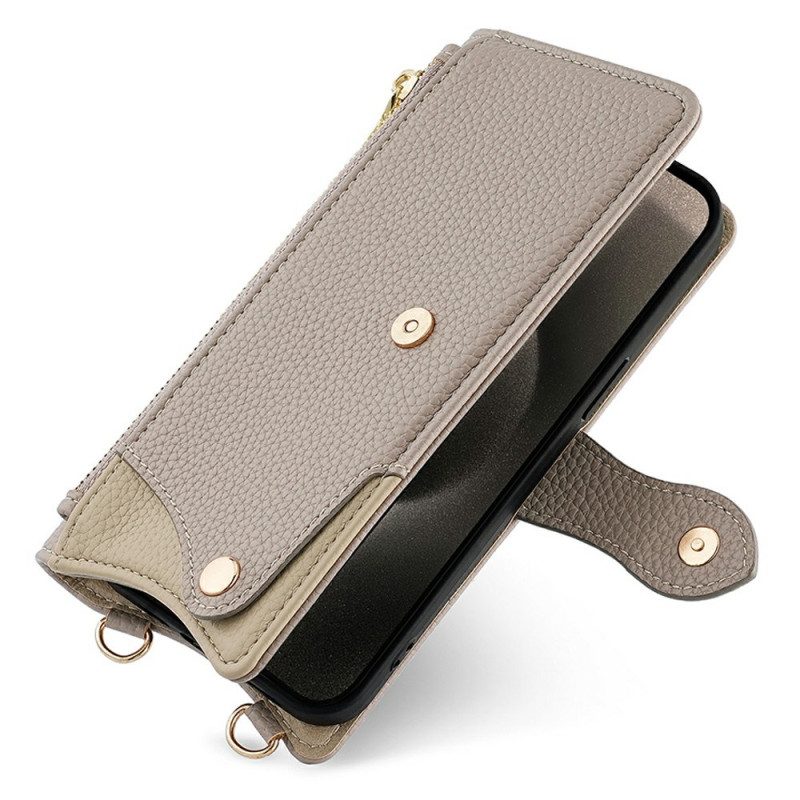 Skyddsfodral Oneplus 15 Plånbok Med Axelrem Och Kedja