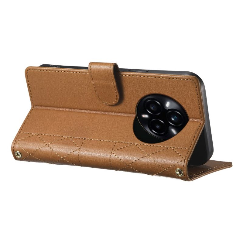 Skyddsfodral Realme 14 Pro Plus 5g Quiltad Med Rem Och Axelrem