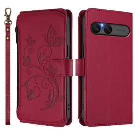 Skyddsfodral Sony Xperia 10 Vii Blommig Rfid-plånbok