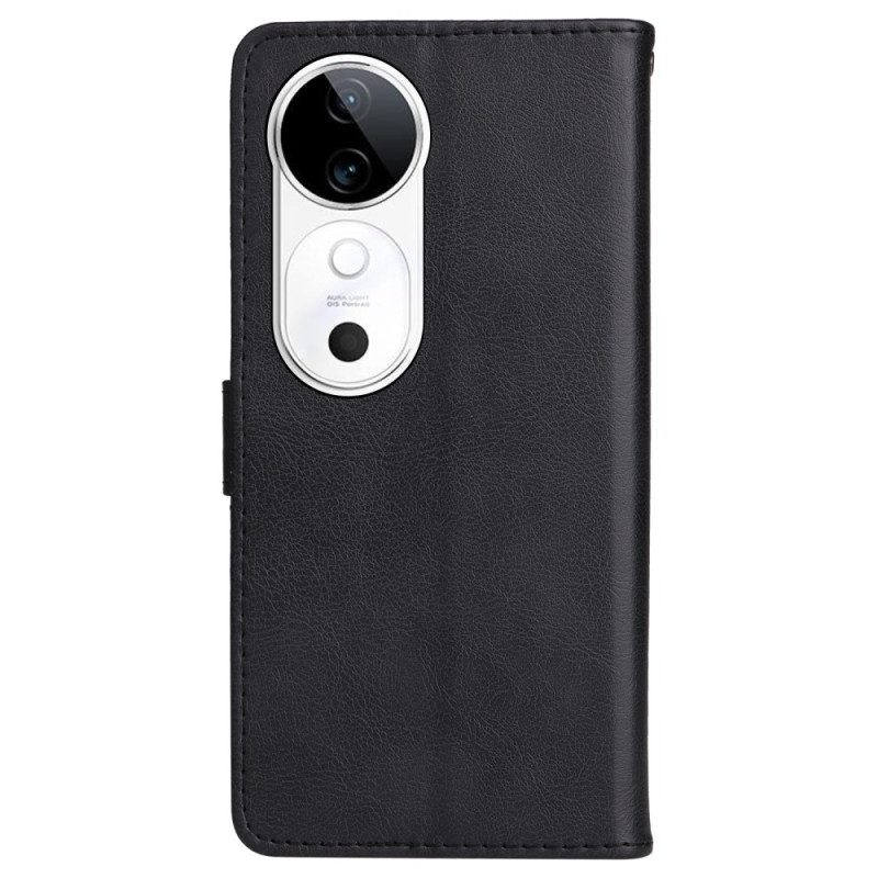 Skyddsfodral Vivo V40 5g Läderremeffekt