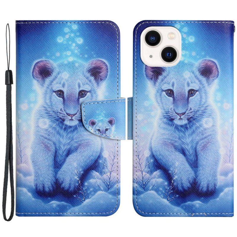 Fodral iPhone 15 Med Kedjar Babyleopard Med Rem