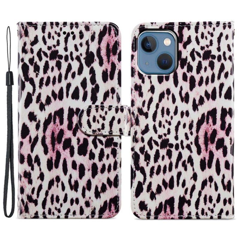 Fodral iPhone 15 Med Kedjar Leopardhuddesign Med Rem