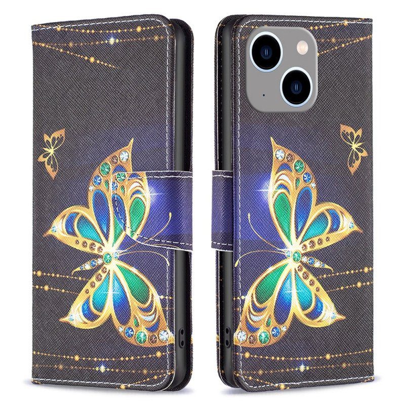 Fodral iPhone 15 Plus Guldfjärilar
