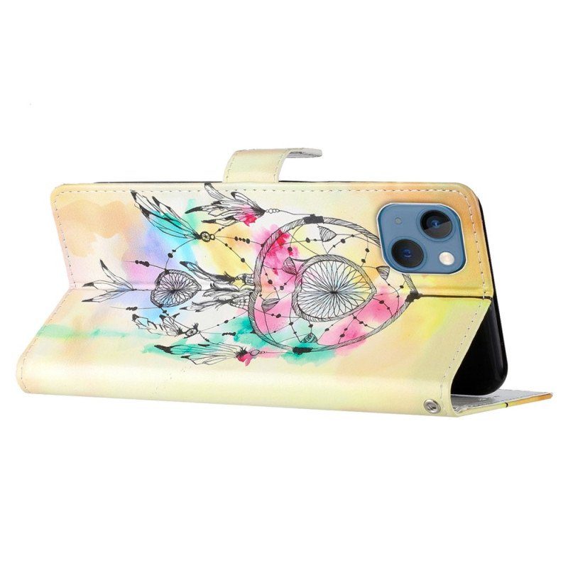 Fodral iPhone 15 Plus Med Kedjar Akvarelldrömfångare Med Rem
