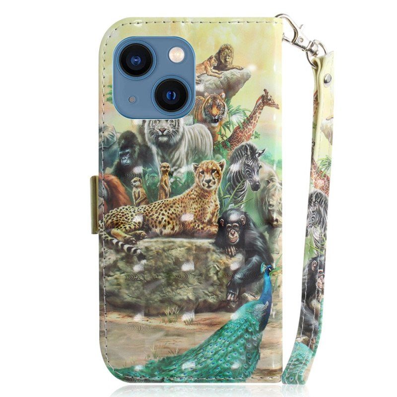 Fodral iPhone 15 Plus Med Kedjar Safaridjur Med Snodd