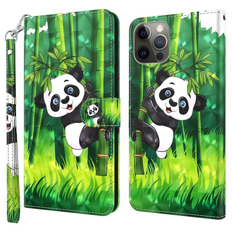 Fodral iPhone 15 Pro Max Med Kedjar 3d Bamboo Panda Med Rem