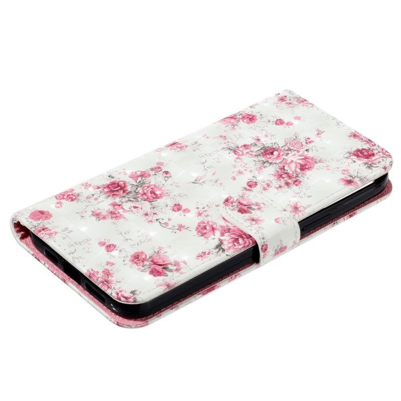 Fodral iPhone 15 Pro Max Med Kedjar 3d-blommor Med Rem