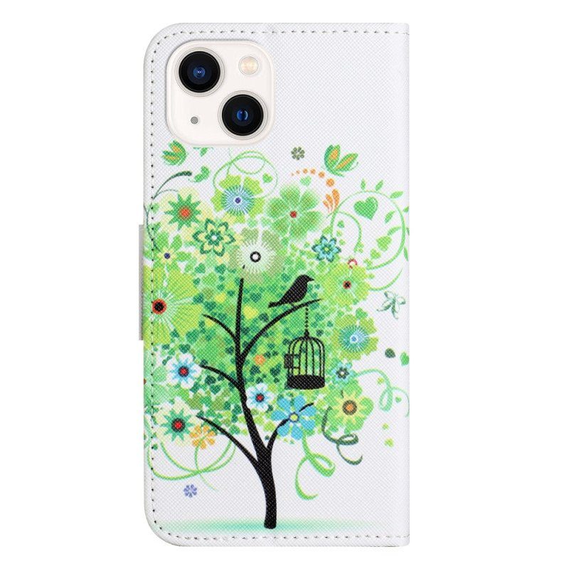 Fodral iPhone 15 Träd Med Grönt Bladverk