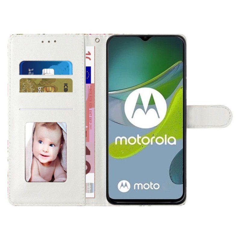 Fodral Moto G73 5G Med Kedjar Gyllene Fjärilar Med Rem