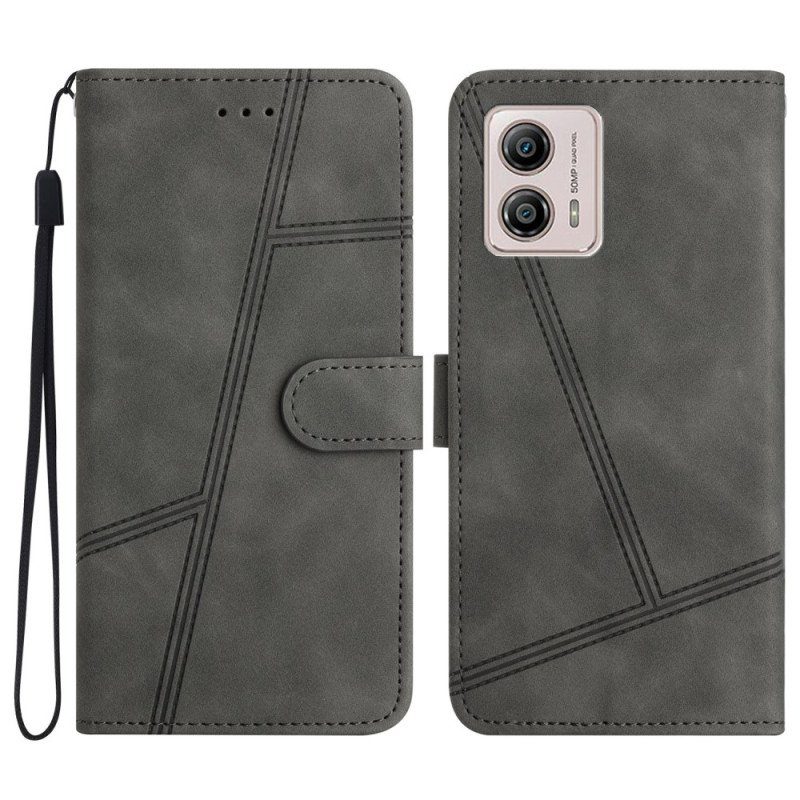 Fodral Moto G73 5G Med Kedjar Lanyard Linjer