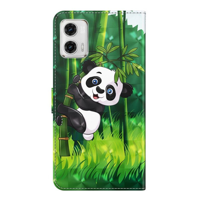 Fodral Moto G73 5G Med Kedjar Panda Och Bambu Med Snodd