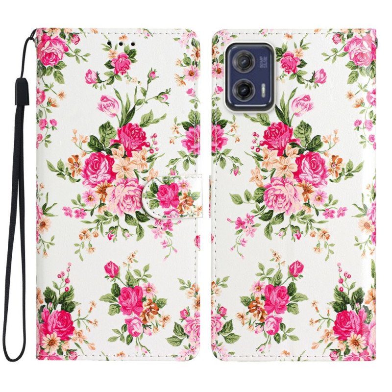 Fodral Moto G73 5G Med Kedjar Rem Liberty Flowers