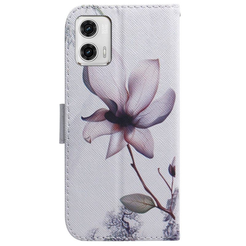 Fodral Moto G73 5G Med Kedjar Strappy Rose Flower