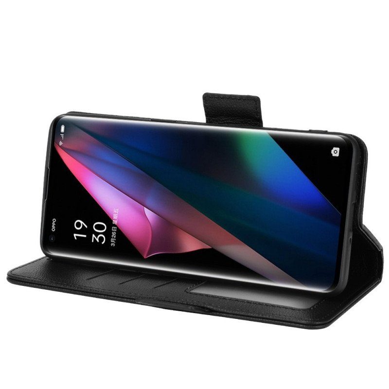 Fodral Oppo Find X3 Pro Folio-fodral Flap Double Litchi Nya Färger