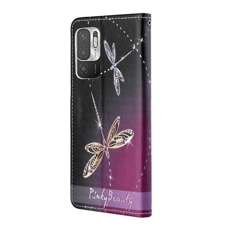 Fodral Poco M3 Pro 5G Med Kedjar Strappy Dragonflies
