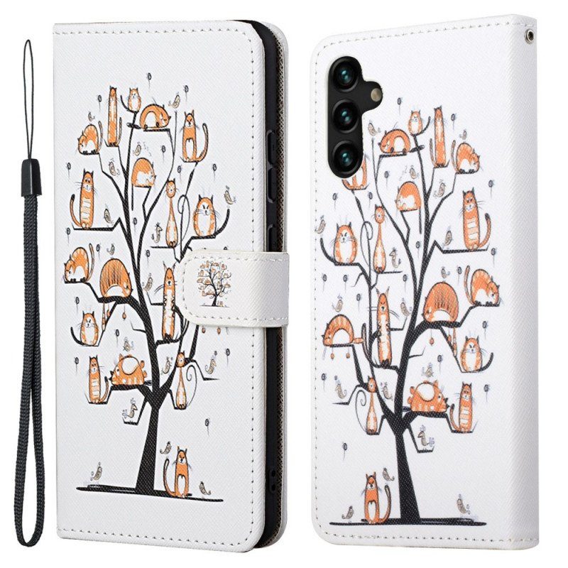 Fodral Samsung Galaxy A13 5G / A04s Med Kedjar / 04s Funky Cats Strappy