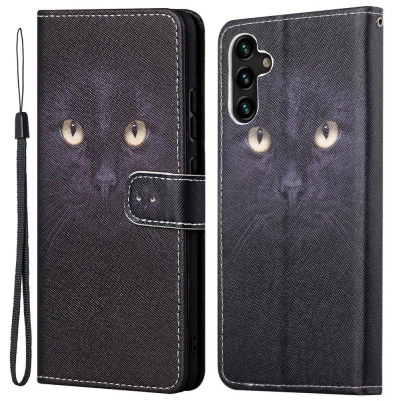 Fodral Samsung Galaxy A13 5G / A04s Med Kedjar Strappy Black Cat Eyes