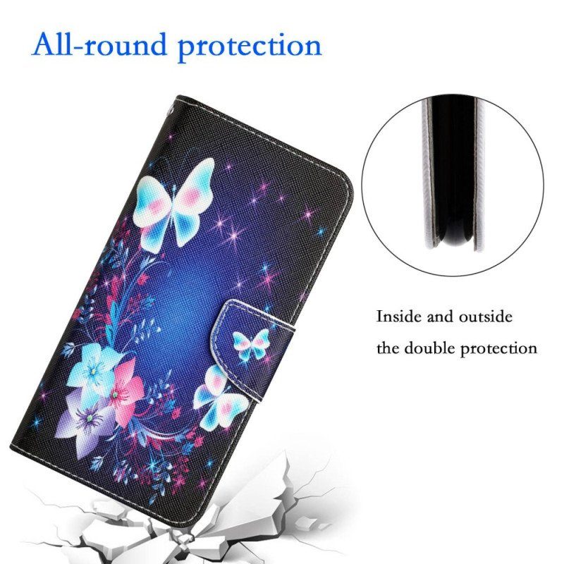Fodral Samsung Galaxy A14 / A14 5G Med Kedjar Fairy Butterflies With Lanyard