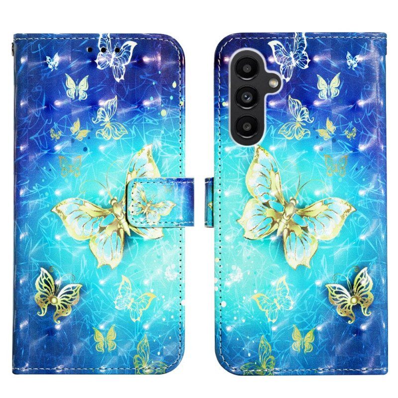 Fodral Samsung Galaxy A14 / A14 5G Med Kedjar Fantastiska Stringfjärilar