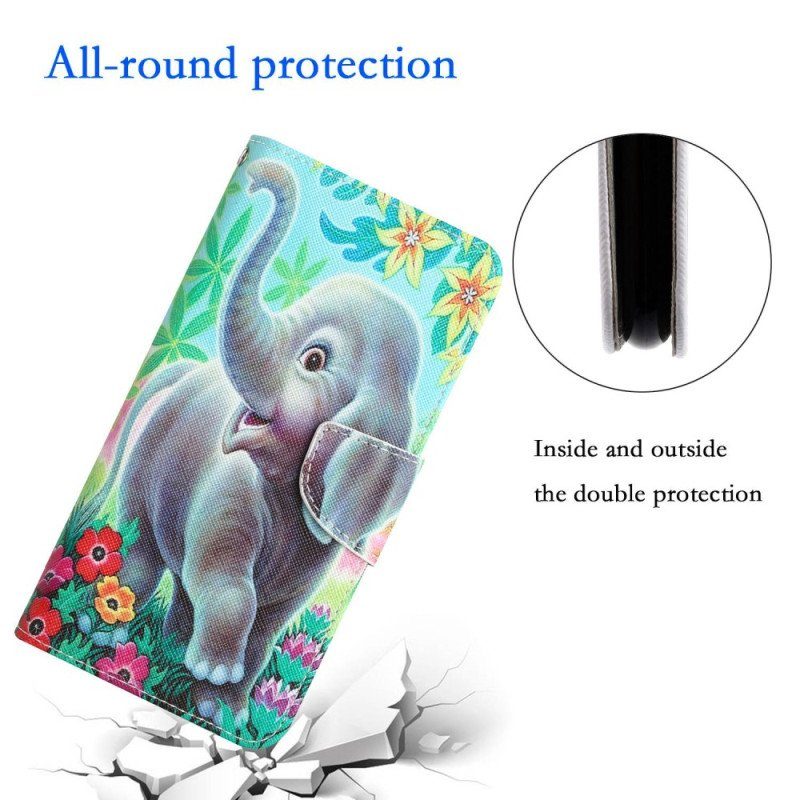 Fodral Samsung Galaxy A14 / A14 5G Med Kedjar Glad Elefant Med Snodd