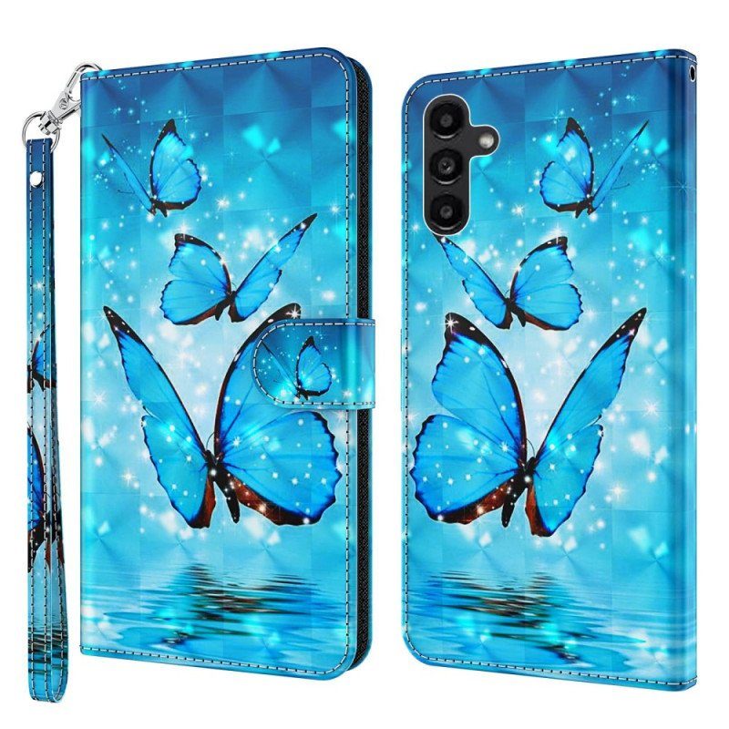 Fodral Samsung Galaxy A14 / A14 5G Med Kedjar Stringfjärilar