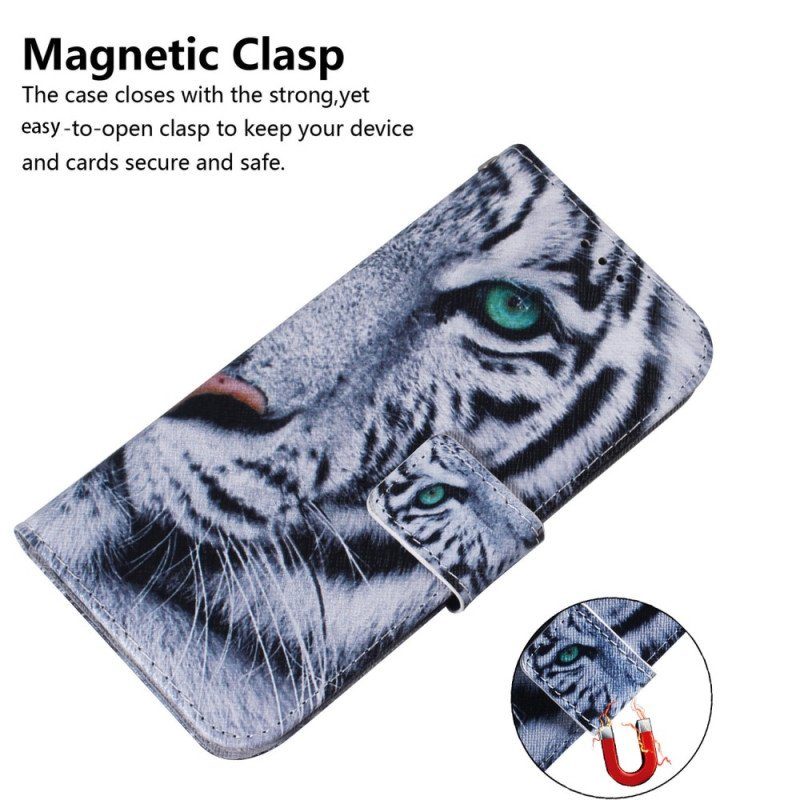 Fodral Samsung Galaxy A54 5G Med Kedjar Strappy White Tiger
