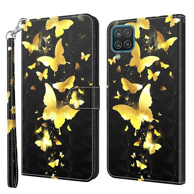 Fodral Samsung Galaxy M12 / A12 Gula Fjärilar