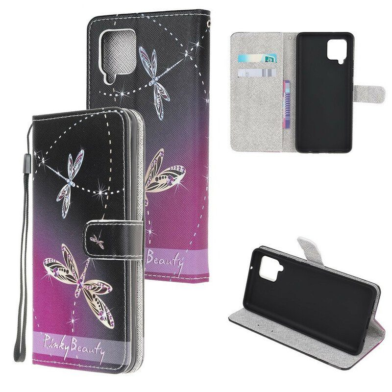 Fodral Samsung Galaxy M12 / A12 Med Kedjar Strappy Dragonflies