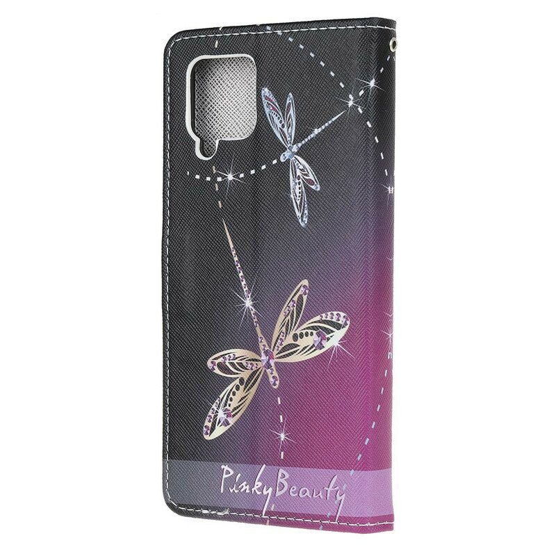 Fodral Samsung Galaxy M12 / A12 Med Kedjar Strappy Dragonflies