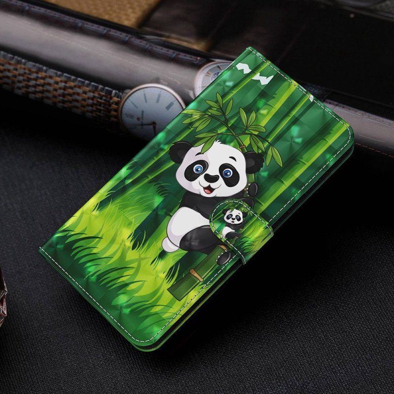 Fodral Samsung Galaxy M13 Panda Och Bambu Med Snodd