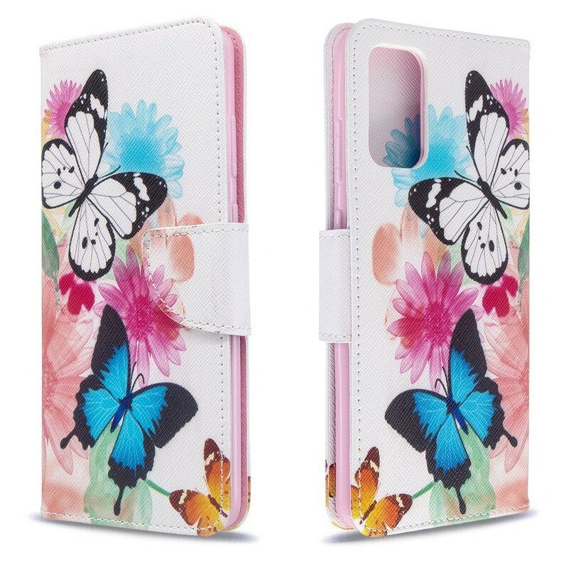 Fodral Samsung Galaxy S20 Plus / S20 Plus 5G Målade Fjärilar Och Blommor