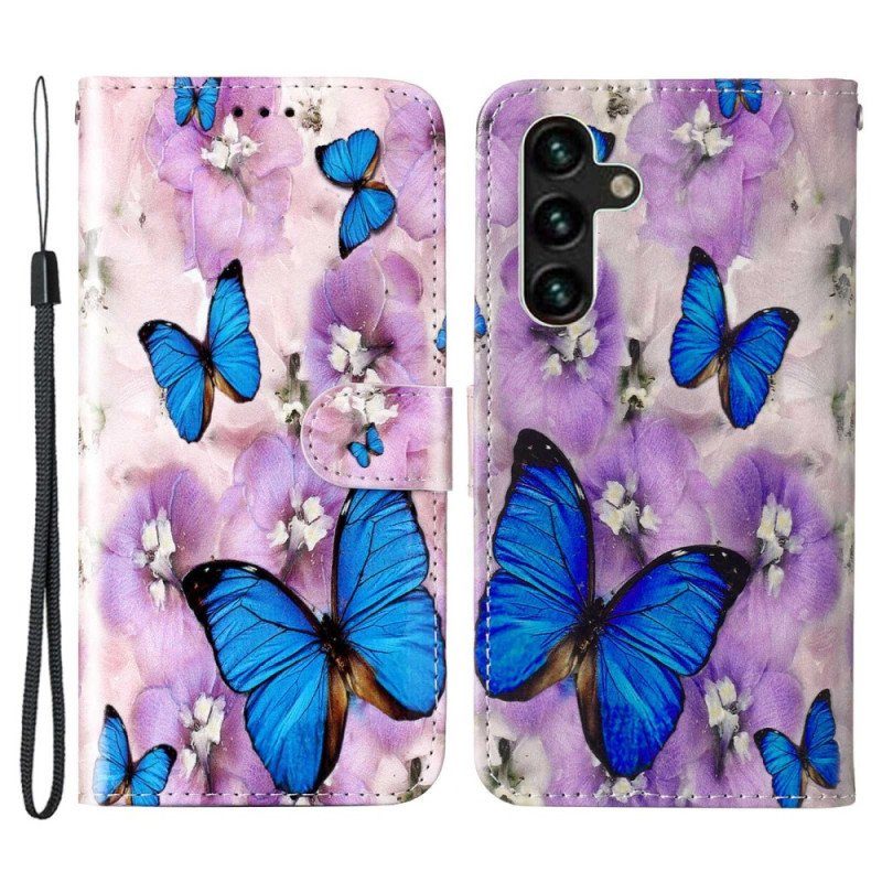 Fodral Samsung Galaxy S23 5G Med Kedjar Färgglada Stringfjärilar