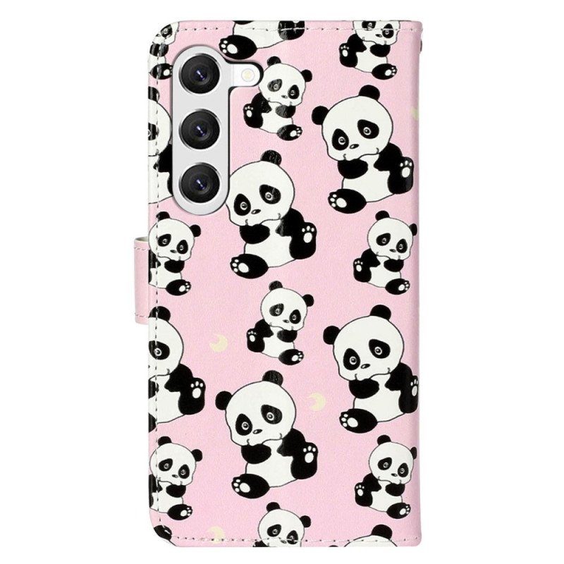 Fodral Samsung Galaxy S23 Plus 5G Med Kedjar Strappy Pandas