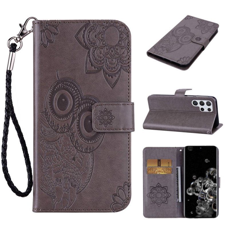 Fodral Samsung Galaxy S23 Ultra 5G Uggla Mandala Och Lanyard