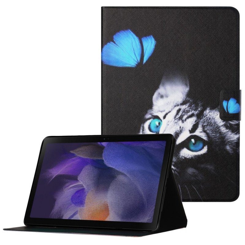 Fodral Samsung Galaxy Tab A8 (2021) Blå Katt Och Fjäril