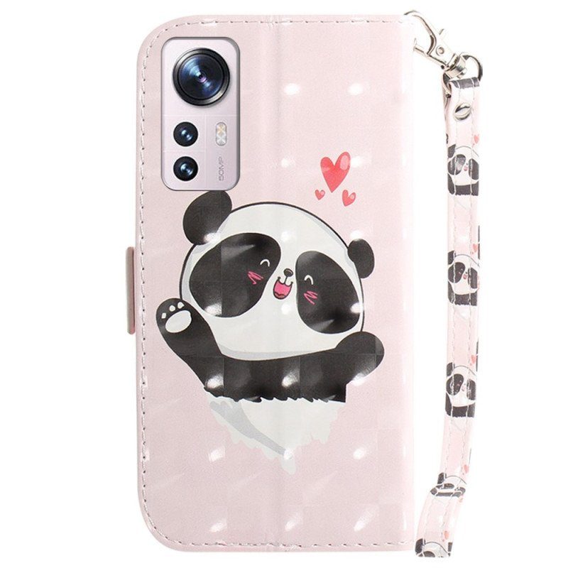 Fodral Xiaomi 12 / 12X Med Kedjar Panda Love Med Snodd