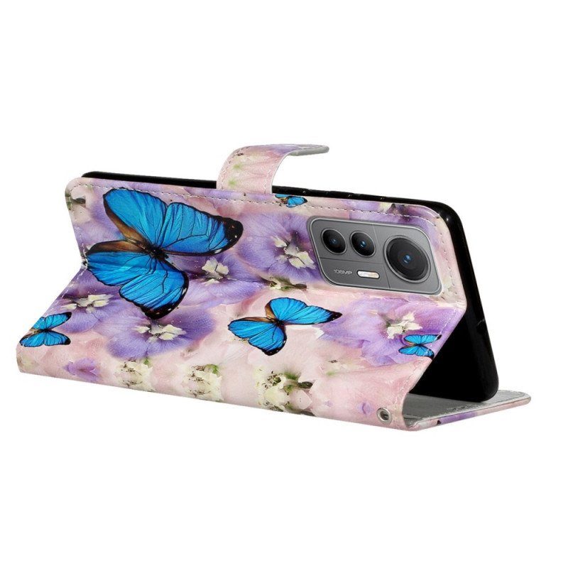 Fodral Xiaomi 12 Lite Med Kedjar Färgglada Stringfjärilar