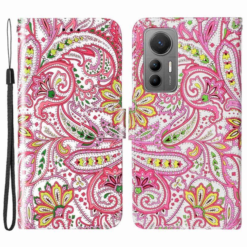 Fodral Xiaomi 12 Lite Med Kedjar Strappy Paisley Mönster