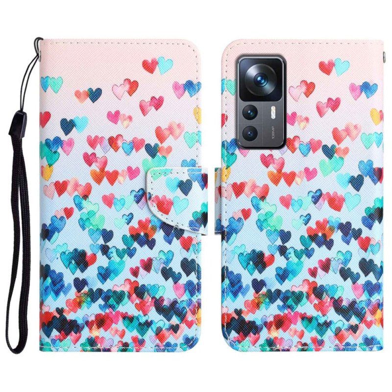 Fodral Xiaomi 12T / 12T Pro Med Kedjar Strappy Hearts