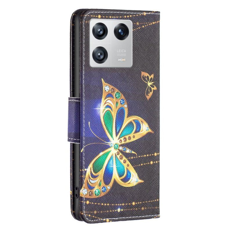 Fodral Xiaomi 13 Gyllene Fjärilar
