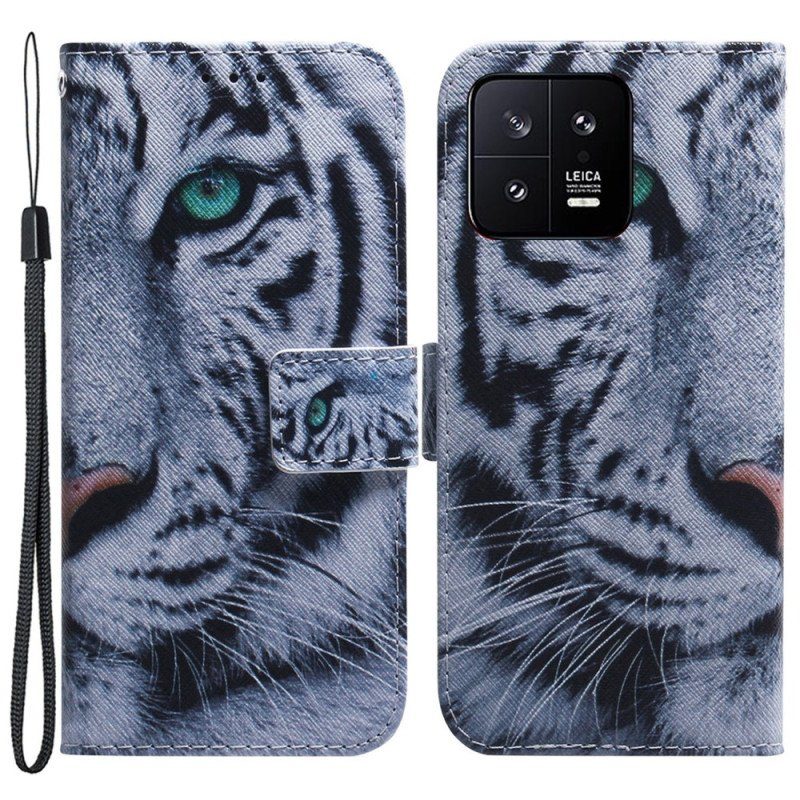 Fodral Xiaomi 13 Med Kedjar Strappy White Tiger