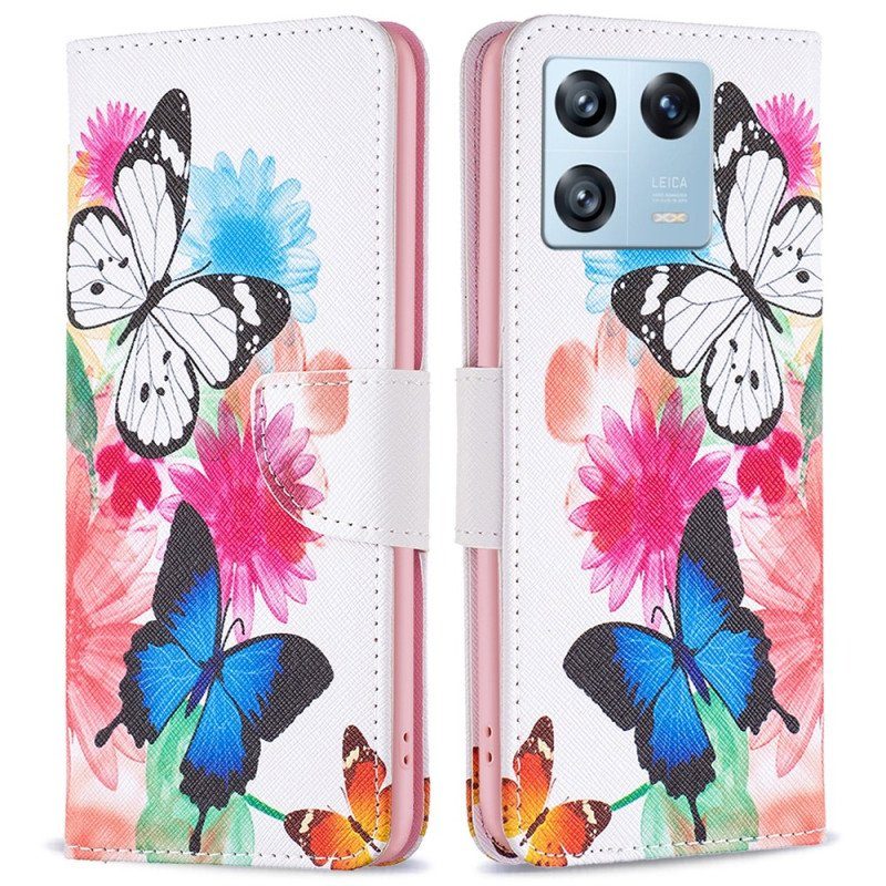 Fodral Xiaomi 13 Pro Akvarell Fjärilar